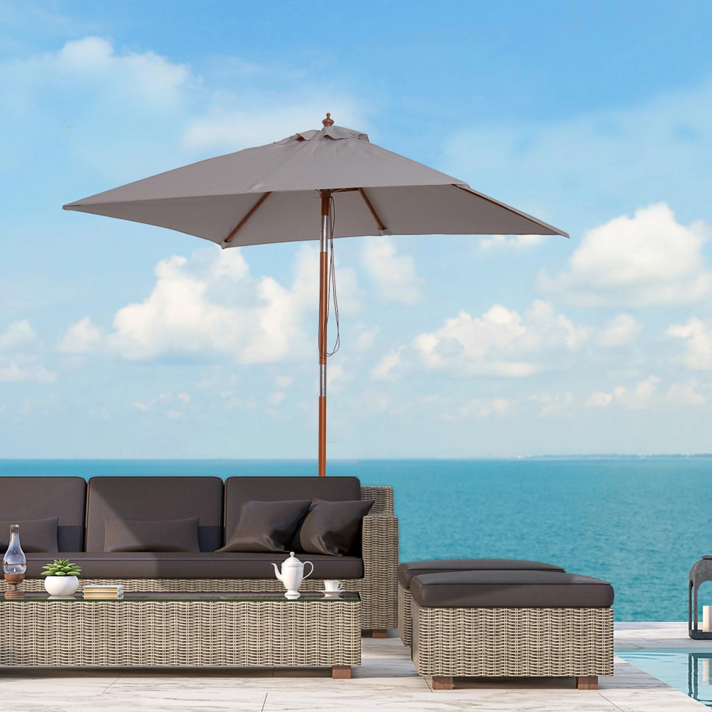 Ombrellone da Giardino Inclinabile ¨C Xylo ¨C Legno Abete 2x1.5m Grigio
