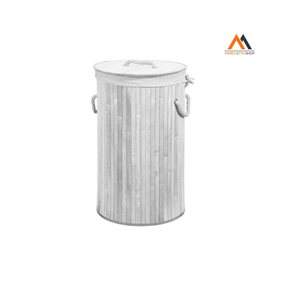 CESTO PORTA BIANCHERIA ROTONDO BIANCO D.40 X H 60