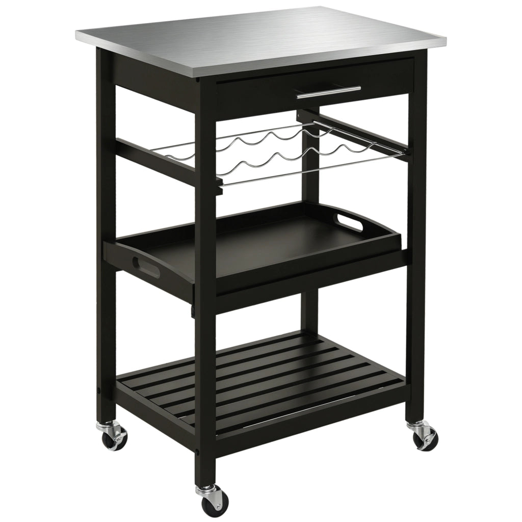 Carrello da cucina con ripiano e scaffale ¨C Minimal ¨C Nero 60x40x85 cm