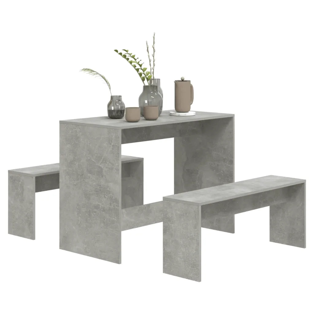Set da Pranzo 3 Pz Grigio Cemento in Truciolato 809480