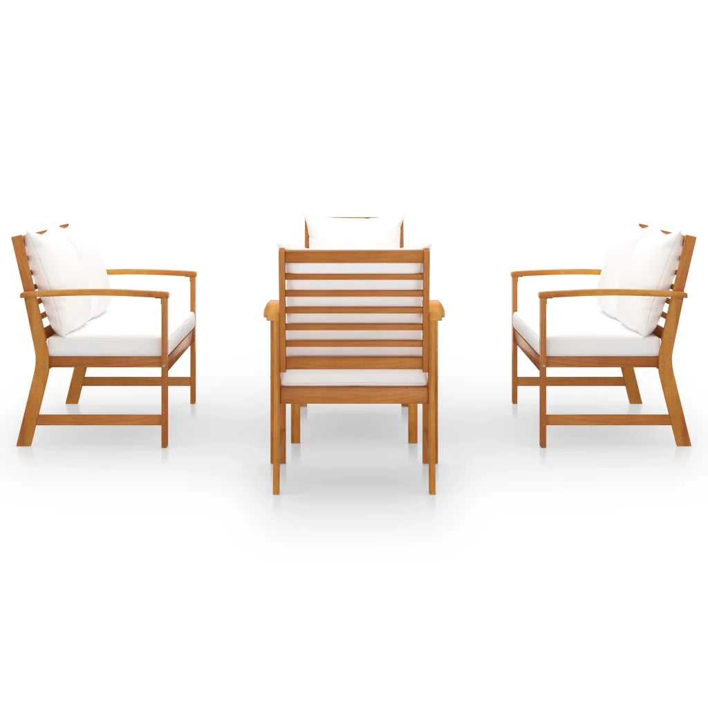 Set Divani da Giardino 5 pz con Cuscini in Legno Acacia