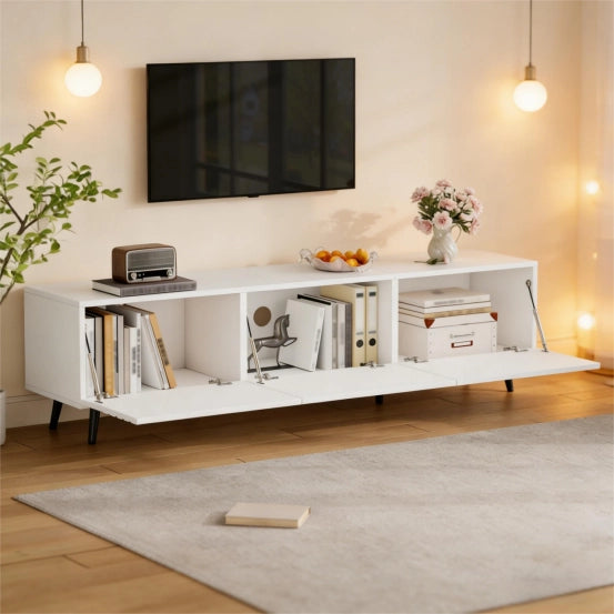 Cassettiera TV bianca in MDF lunghezza 180 cm