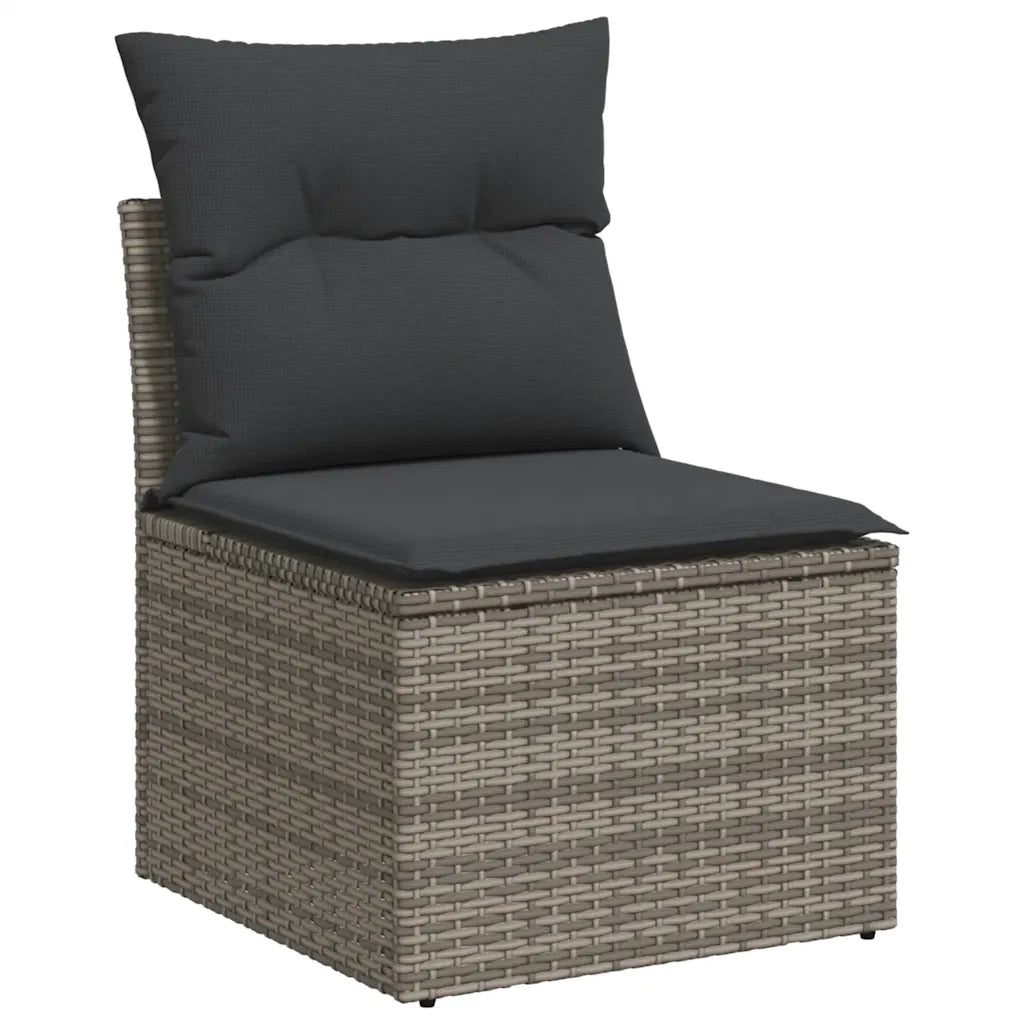 Set Divano Giardino 5 pz | Set Salotto da Giardino con Cuscini Grigio Polyrattan Acacia