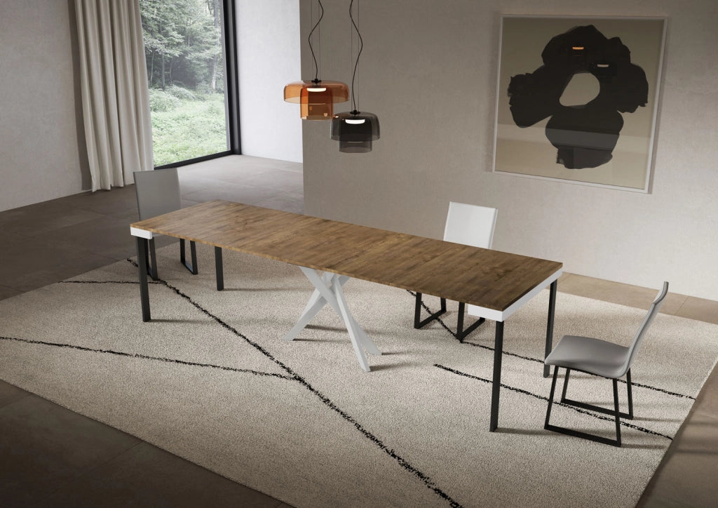 Consolle allungabile 90x40/300 cm Sakuro Evolution Noce gambe bianche