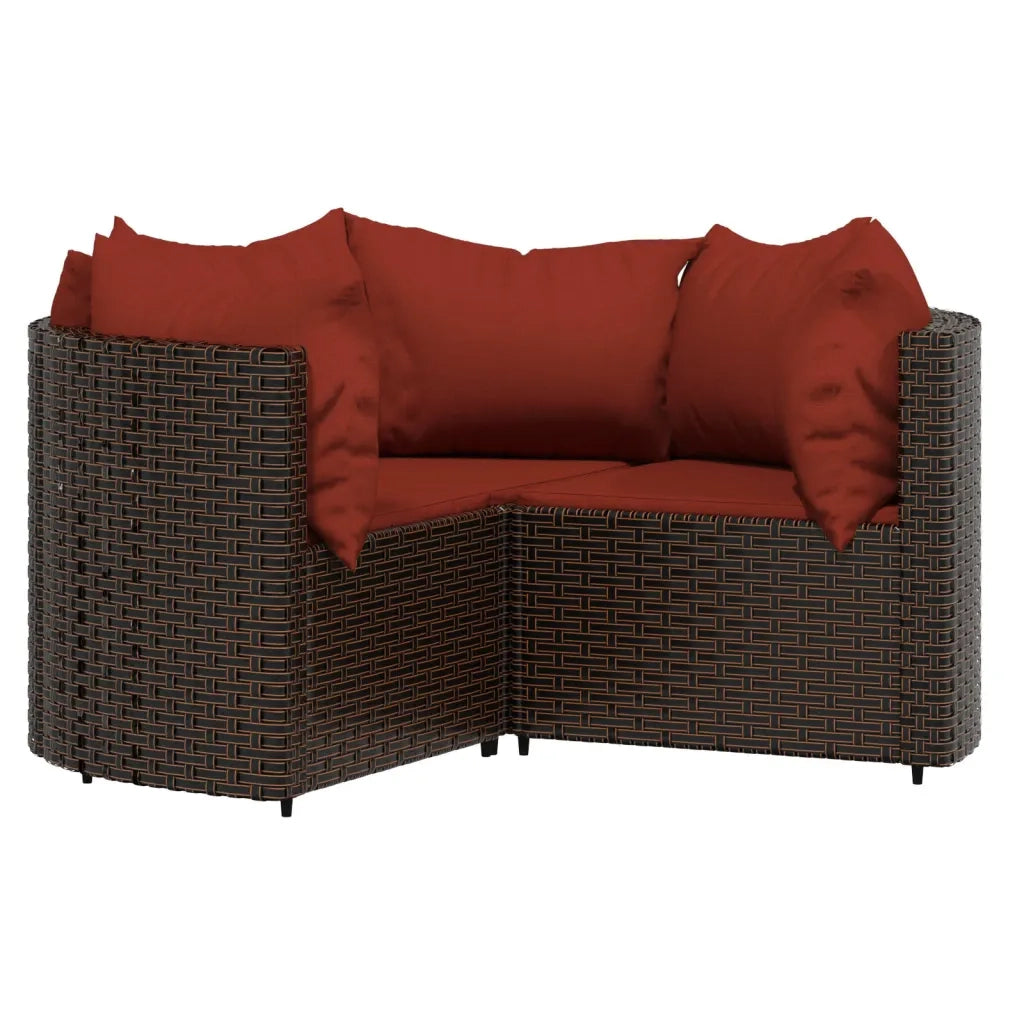 Set Mobili da Giardino 4 pz con Cuscini in Polyrattan Marrone 319824
