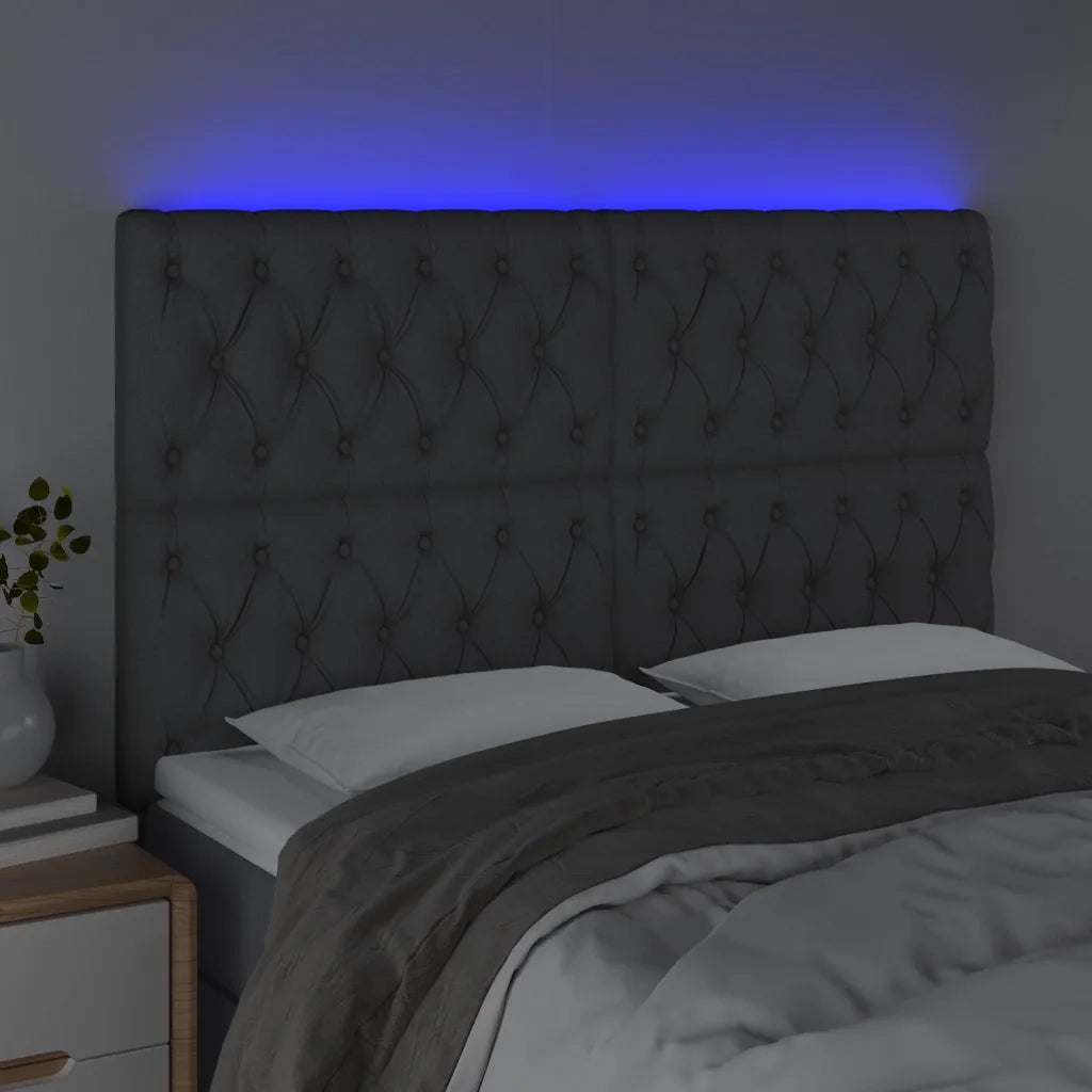 Testiera a LED-Testata con LED GrigioScuro 160x7x118/128cm inTessuto