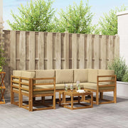 Set di divani da esterno con cuscino 7 pcs Naturale e Beige 3366066