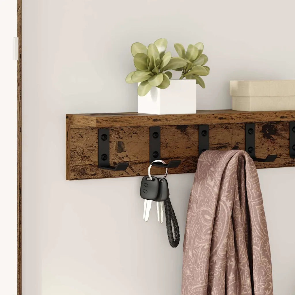 Appendiabiti a muro Legno vecchio 60 x 10,5 x 10,5 cm 874361