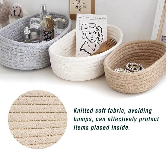 Set di contenitori di stoccaggio in cotone - stile elegante - set da 3 pezzi