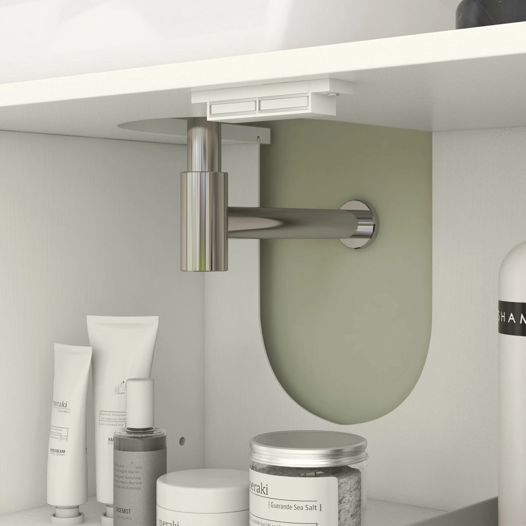 Mobile sottolavabo da bagno ¨C Xylo ¨C 2 ante, ripiani regolabili, 90x30x63 cm, crema
