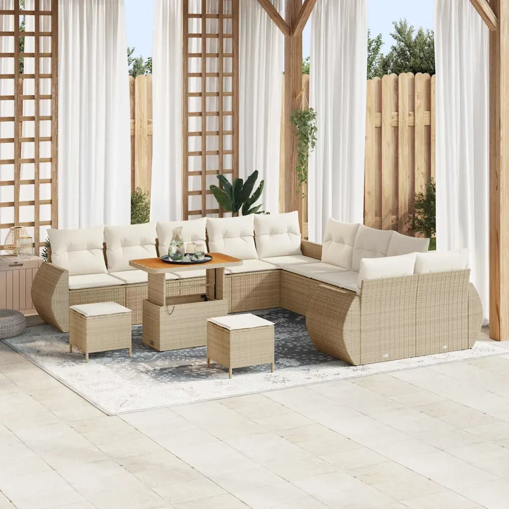 Set Divano da Giardino con cuscino 13 pcs beige e panna 3363886