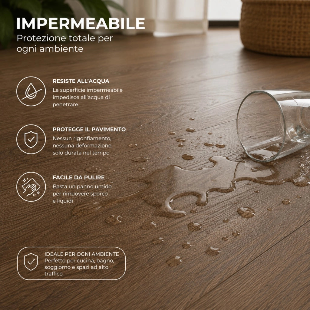 2 x 15 m (30 m²) Pavimento Vinilico a Rotolo Effetto Legno Noce Affumicato – Spessore 2 mm con Feltro Fonoassorbente