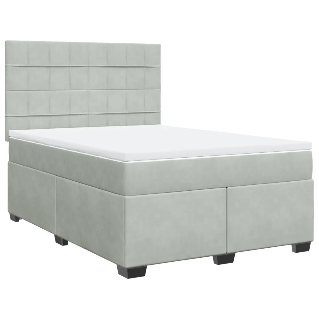 Giroletto a Molle con Materasso Grigio Chiaro 140x190cm Velluto