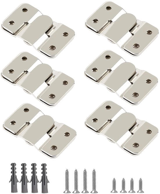 Connettori per Mobili in Acciaio Inossidabile - Braccetti di Sostegno - Supporti per Parete - Grucce di Appoggio - Hanger - Serrature di Chiusura - Resistenza alla Corrosione - 6 Pezzi - Braccetti di Sostegno