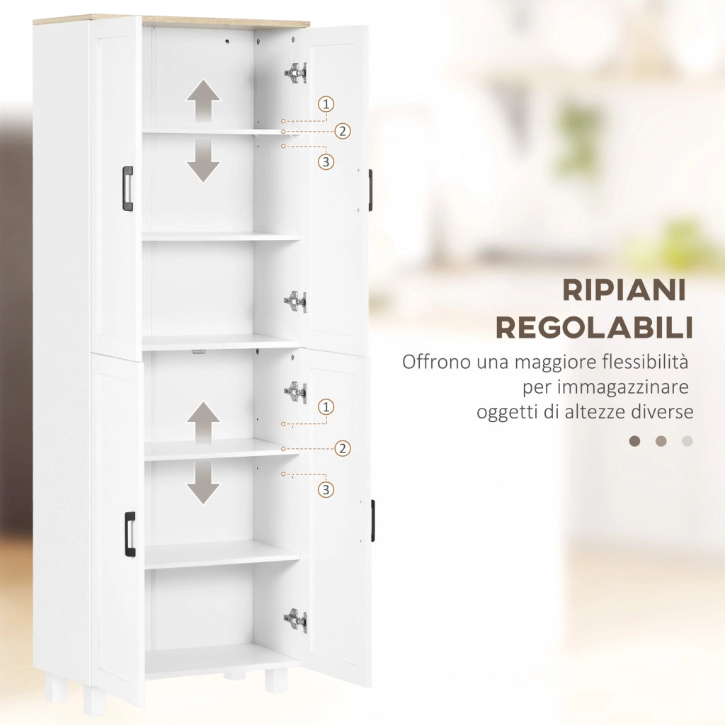 Armadio Dispensa ¨C Zephmum ¨C Bianco e Legno 60x30x170.5 cm