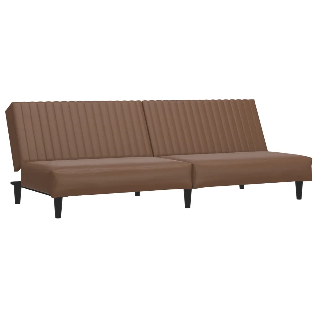 Divano Letto a 2 Posti Marrone in Similpelle 375948
