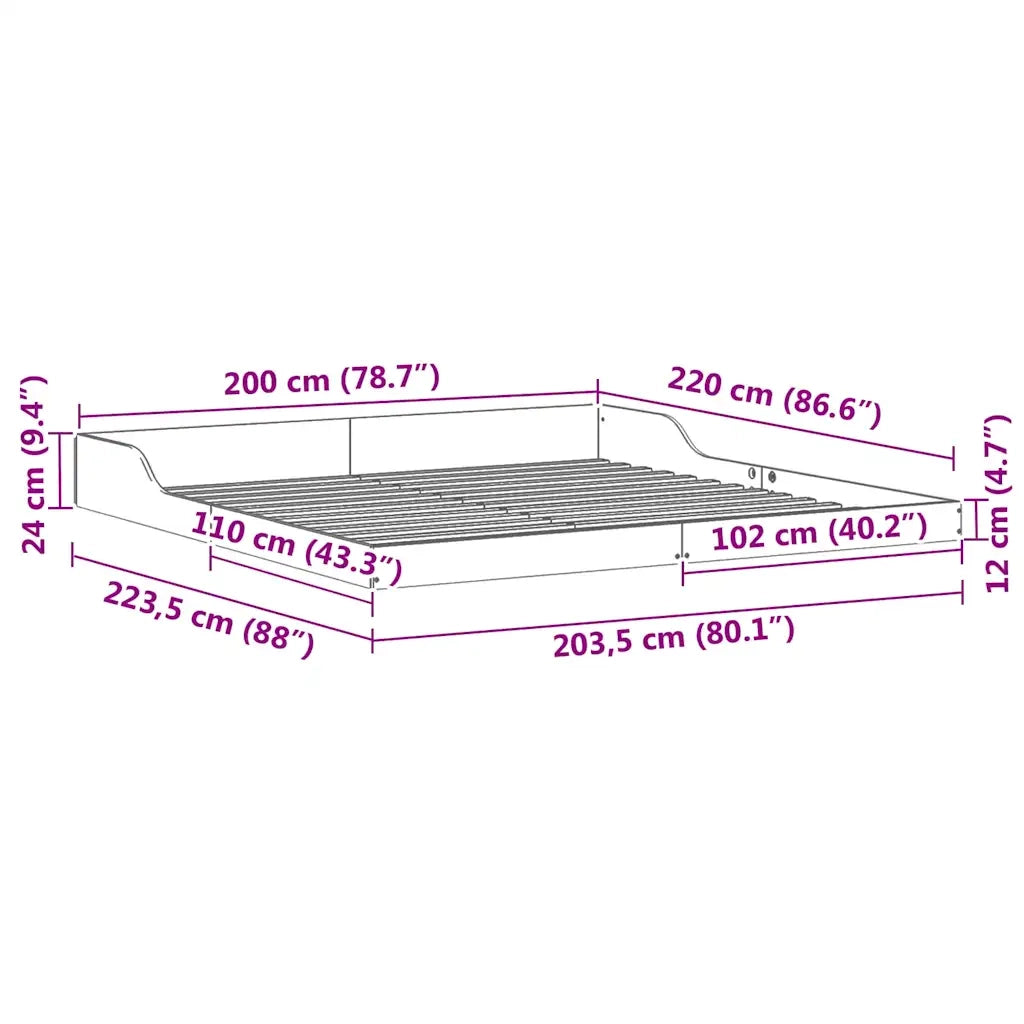 Struttura del letto Marrone cerato 200 x 220 cm Pino massello 873384