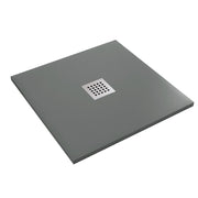 Piatto doccia in marmo resina effetto pietra con foro centrale grigio scuro chic, misura 75x140