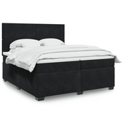 Giroletto a Molle con Materasso Nero 200x200 cm in Velluto