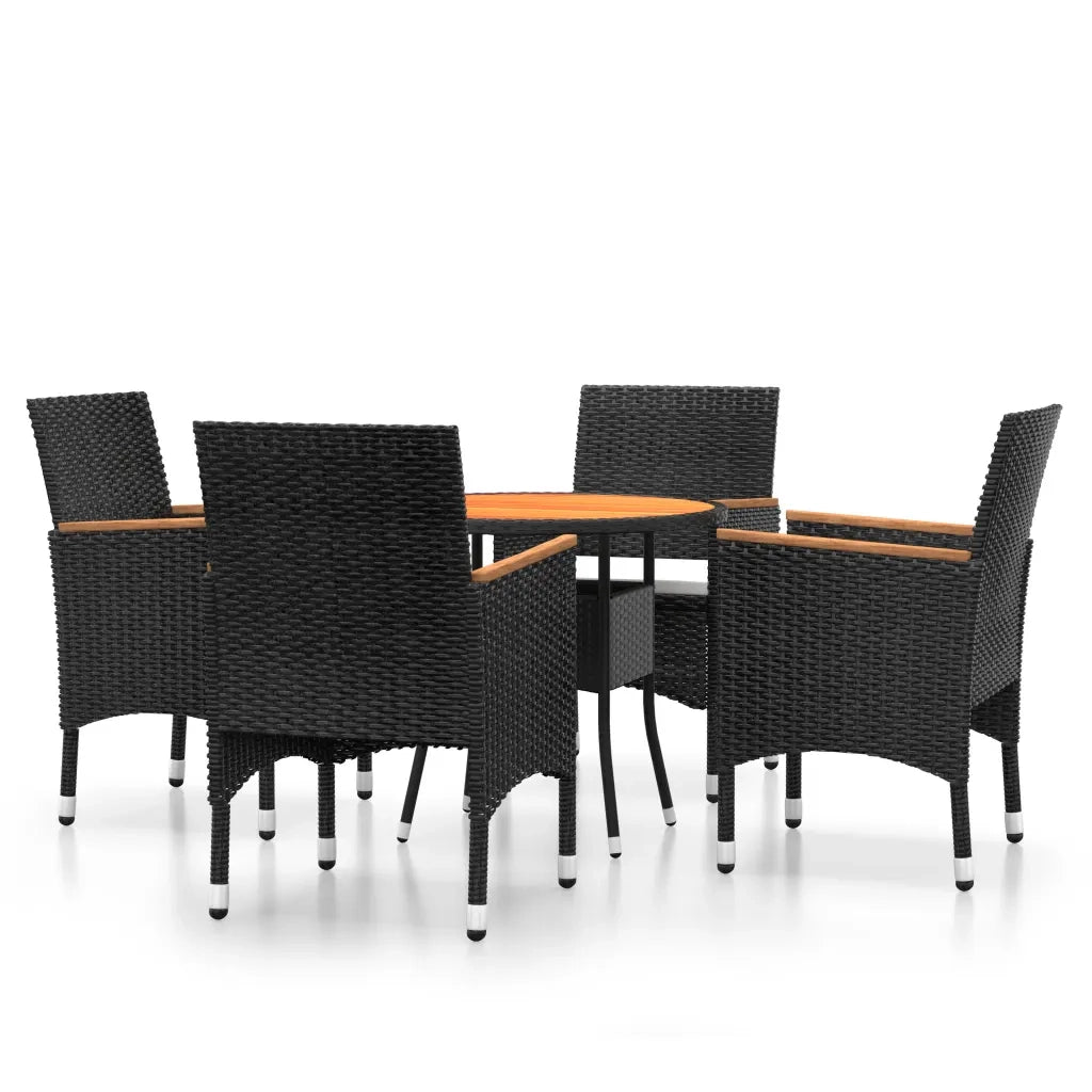 Set da Pranzo per Giardino 5 pz | Set Salotto da Giardino in Polyrattan Nero