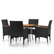 Set da Pranzo per Giardino 5 pz | Set Salotto da Giardino in Polyrattan Nero
