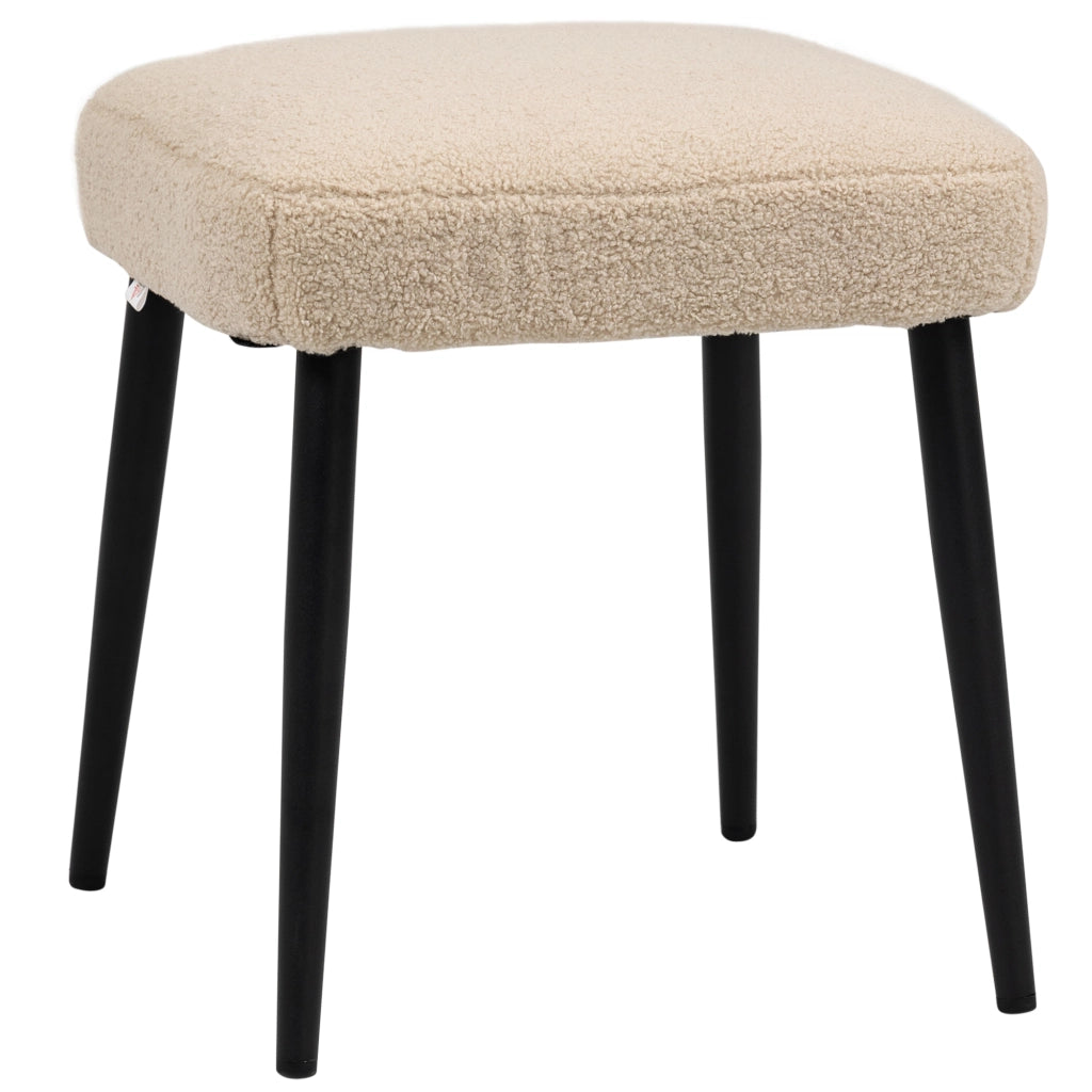 Pouf Sedile Imbottito Beige ¨C Zephmum ¨C Tessuto Boucl¨¦