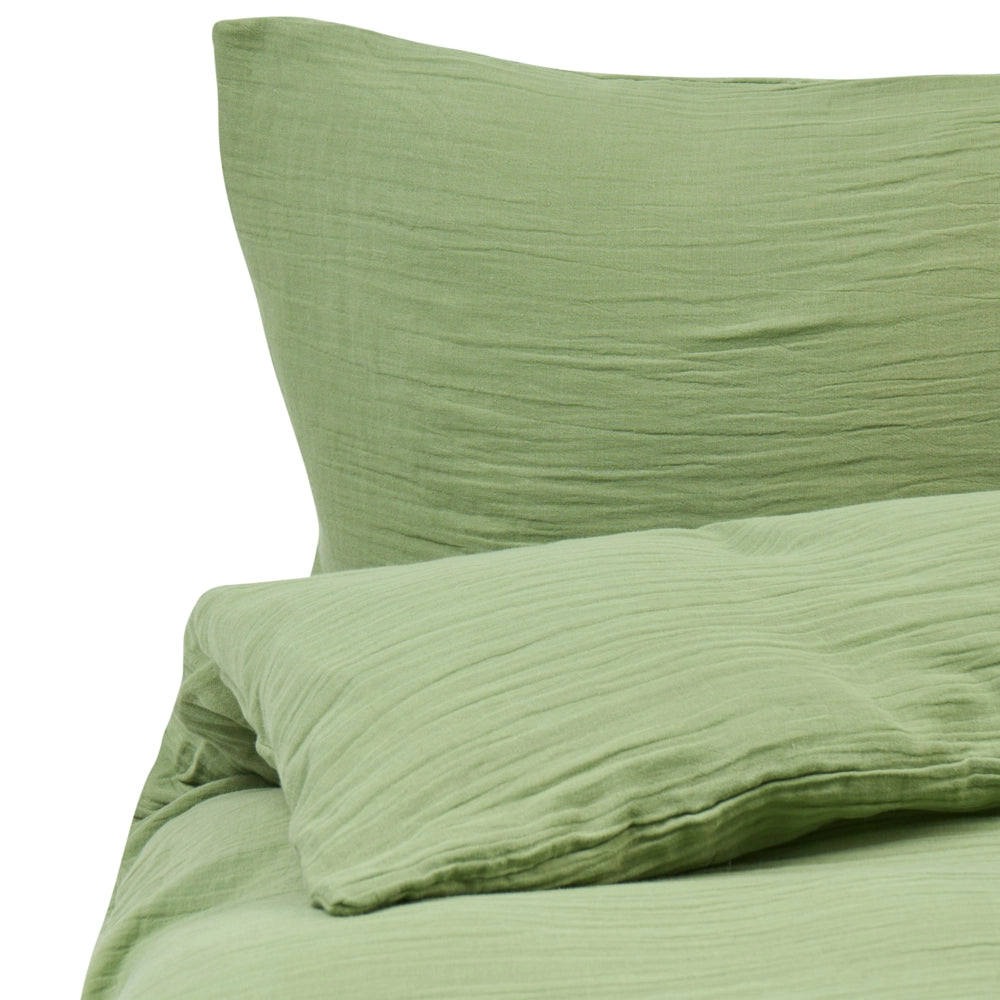 Set copripiumino e federa in mussola di cotone verde 220 x 240 cm per camera da letto moderna