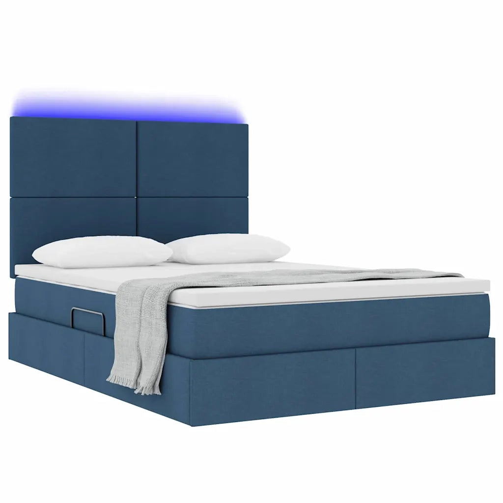 Letto con contenitore e LED con led Blu 140 x 200 cm Poliestere