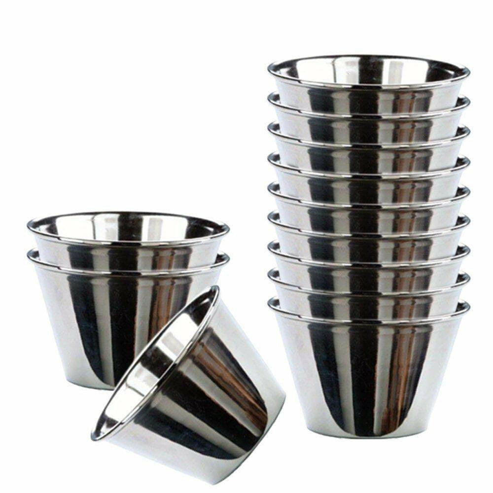 Trade Shop - Set 12 Pezzi Mini Stampi In Acciaio Inox Per Budini Dolci Dimensione 9 Cm -