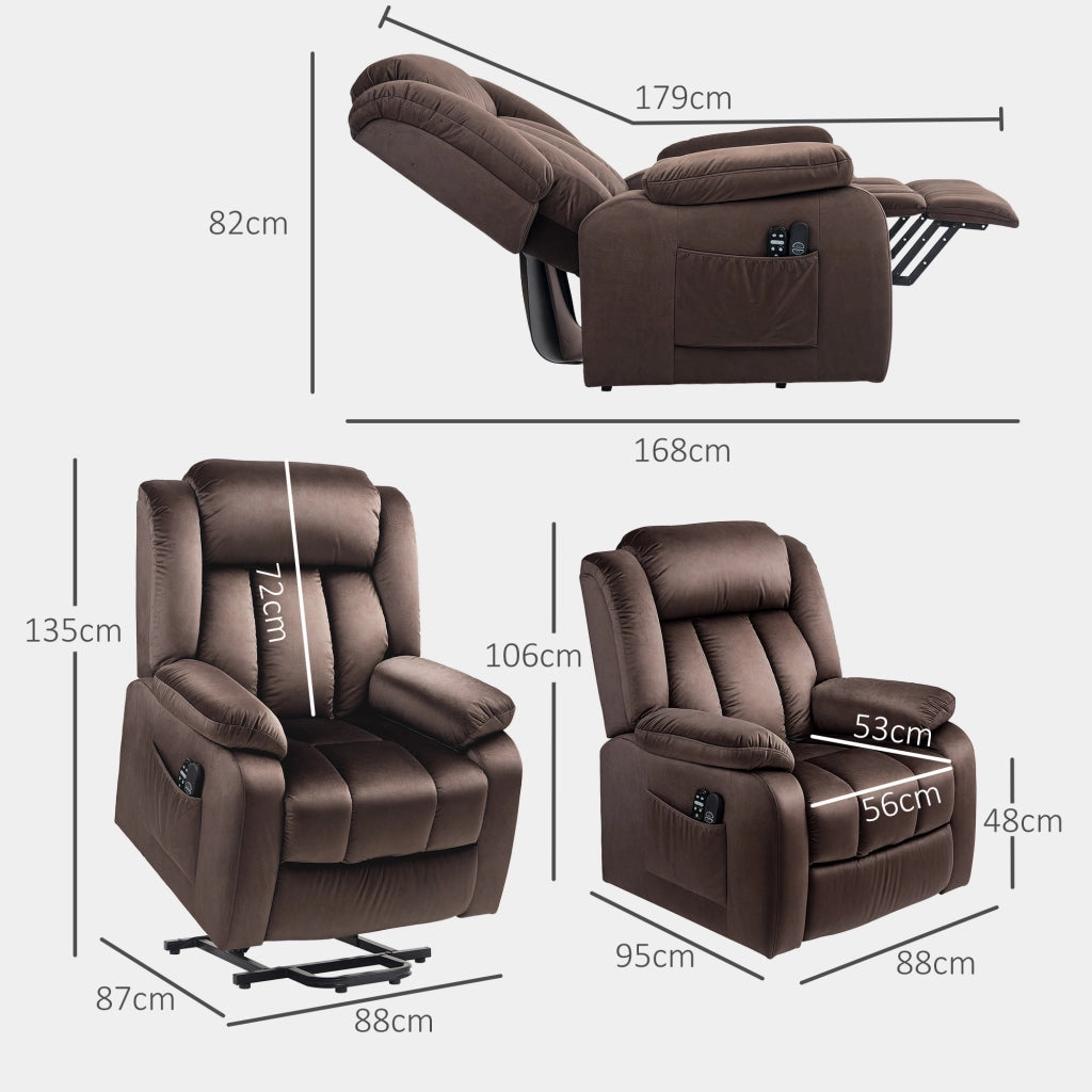 Poltrona Relax Alzapersona Massaggiante con Riscaldamento Lombare e Telecomando ¨C Xylo ¨C Marrone