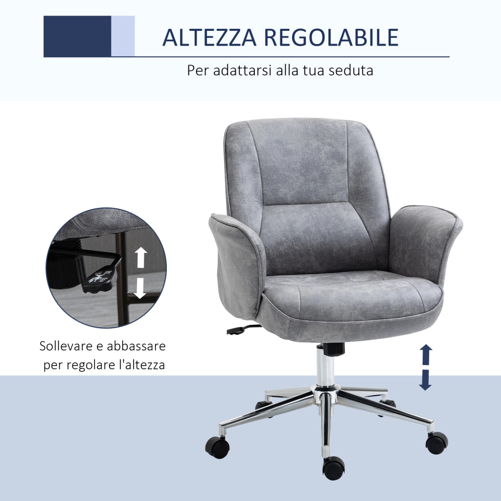 Sedia da Ufficio Ergonomica ¨C Xylo ¨C Microfibra Grigio Chiaro, Altezza Regolabile 92-102cm