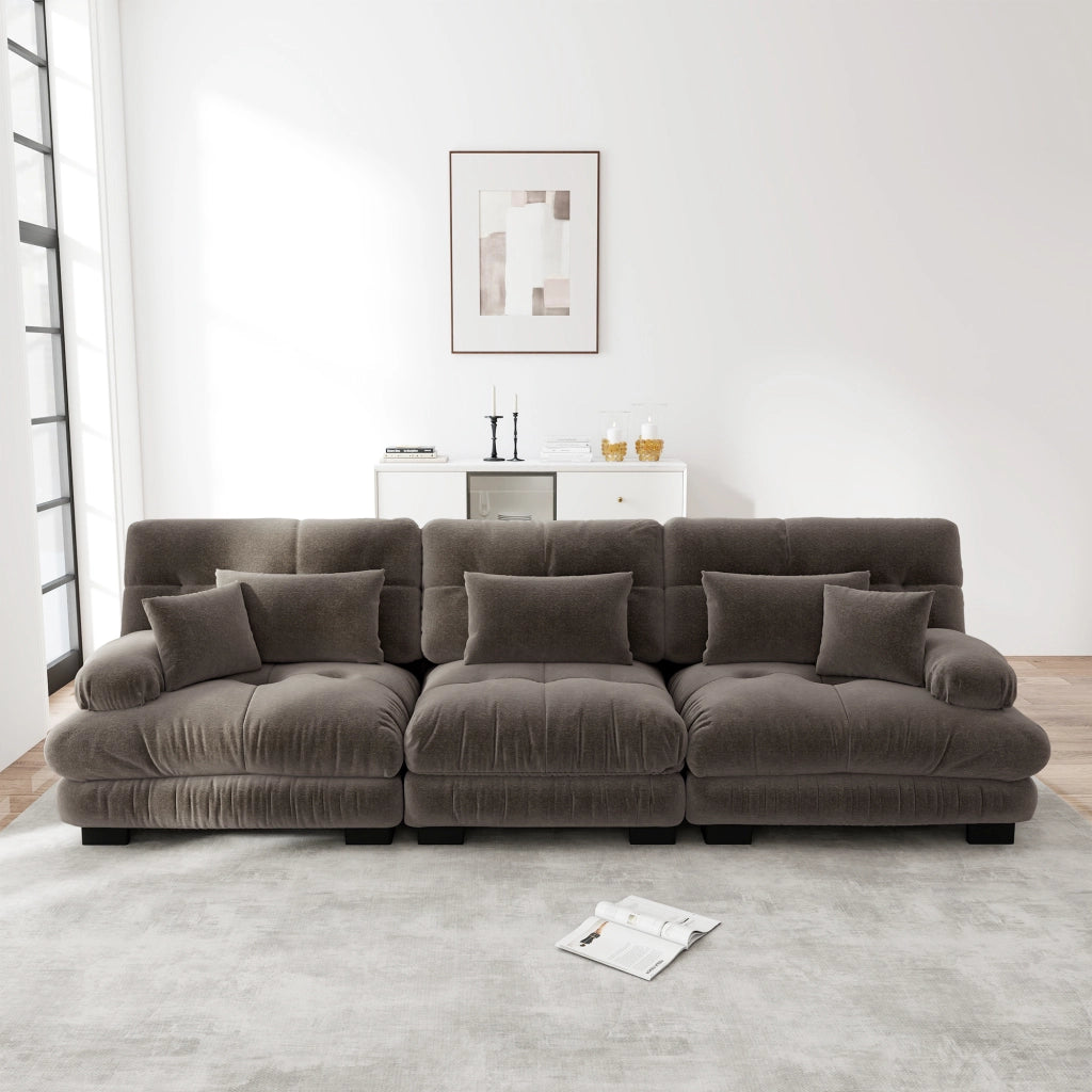Divano Angolare 3 Posti con Chaise Longue ¨C Xylo ¨C Chenille Marrone