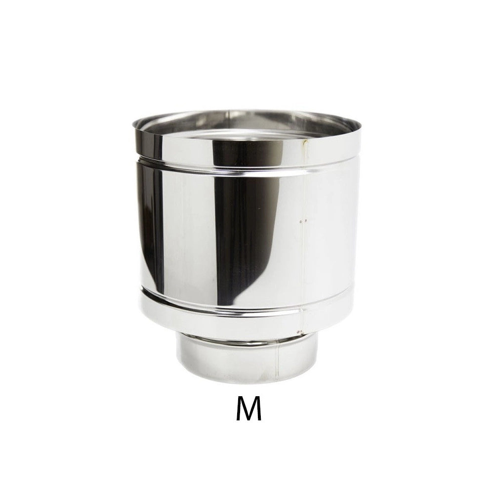 Fumaiolo da 220mm terminale tipo botte 4 venti inox aisi 304 base tonda m maschio