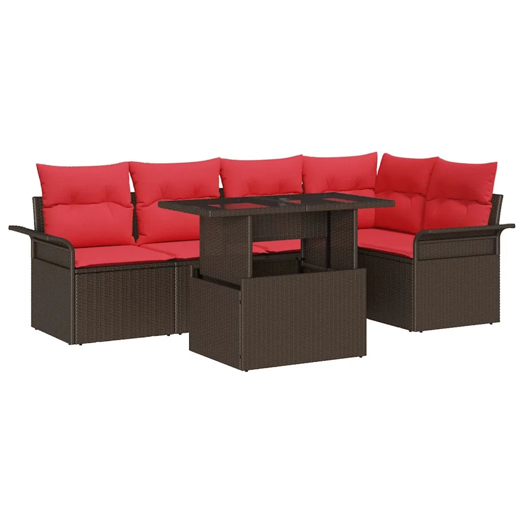 Set Divano da Giardino 6 pcs Marrone Rattan in Polipropilene 3357027