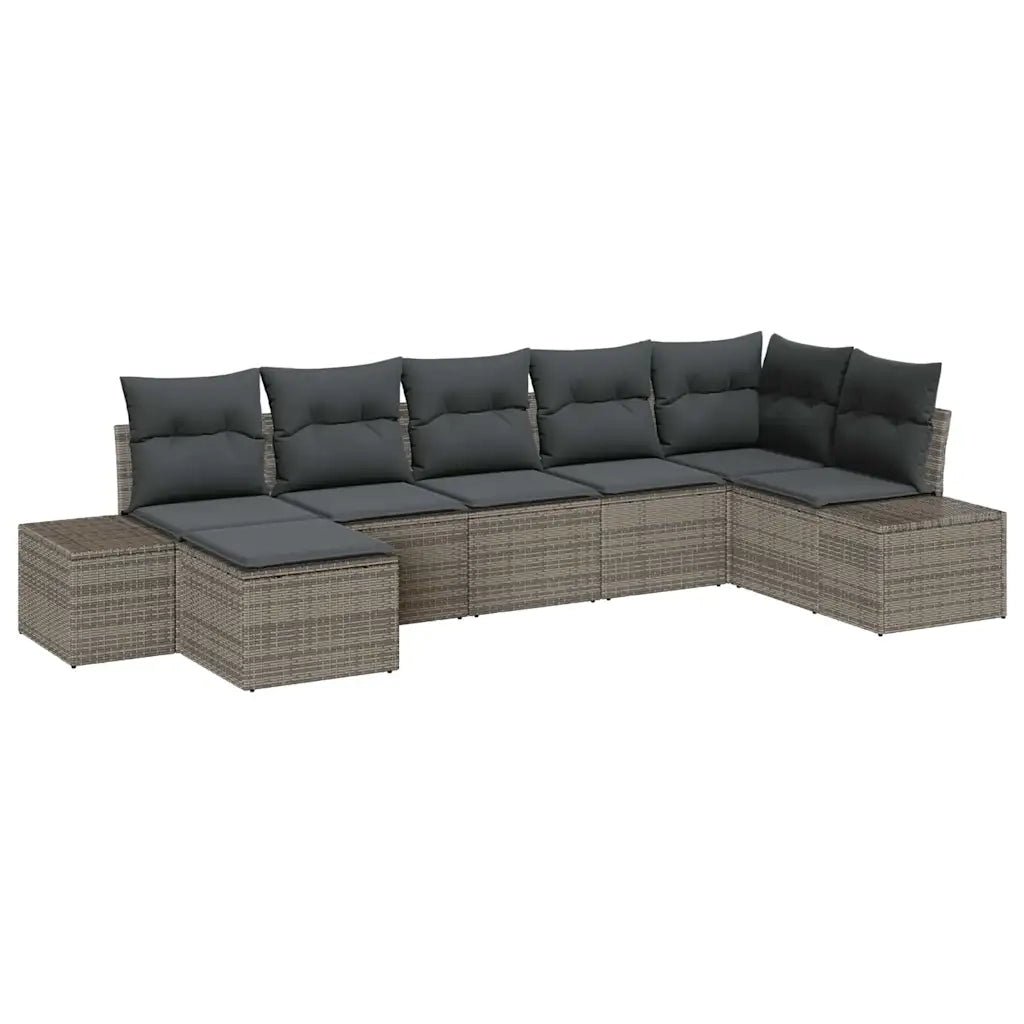 Set Divano da Giardino con cuscino 7 pcs Grigio polyrattan 3347149
