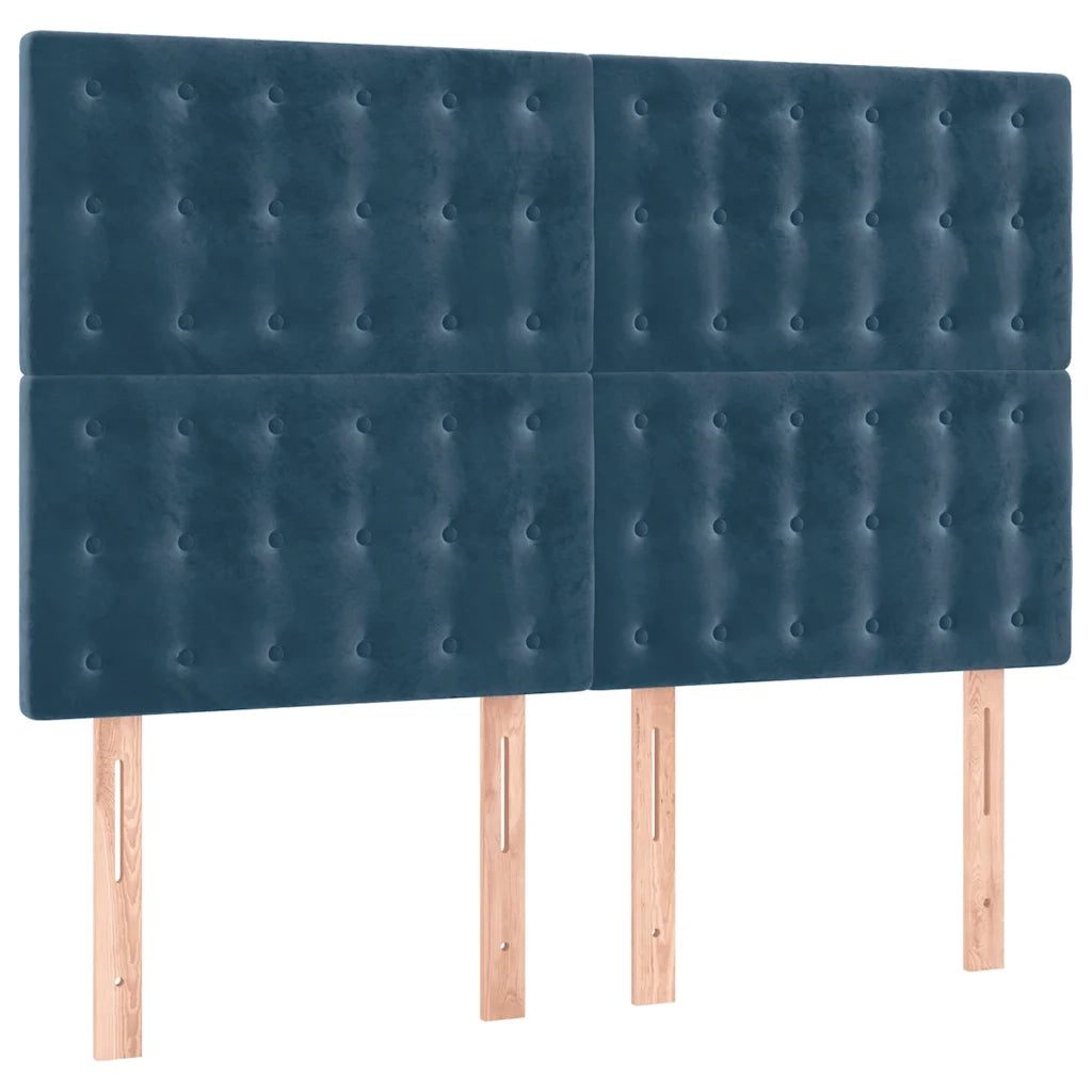 Letto a Molle con Materasso e LED Blu Scuro 140x190 cm