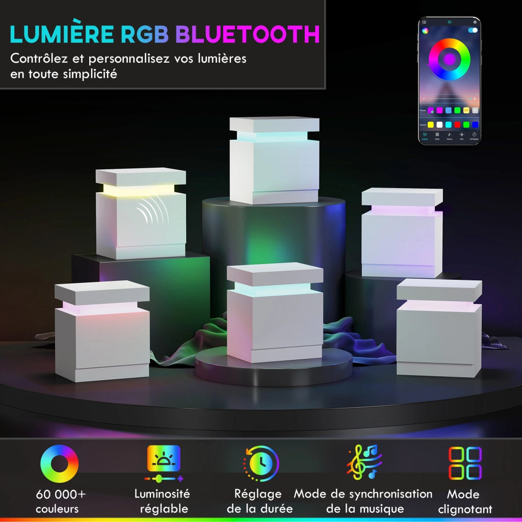 Comodino con luce LED RGB ¨C Minimal ¨C Bianco