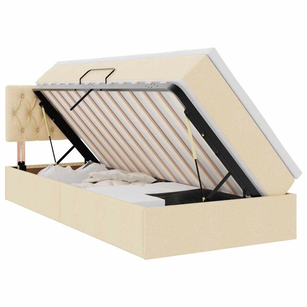 Letto con contenitore e materasso Crema 90 x 190 cm