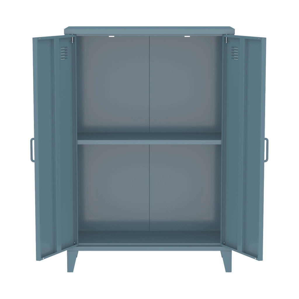 Set di 2 armadietti in metallo, 2 ante, blu grigio