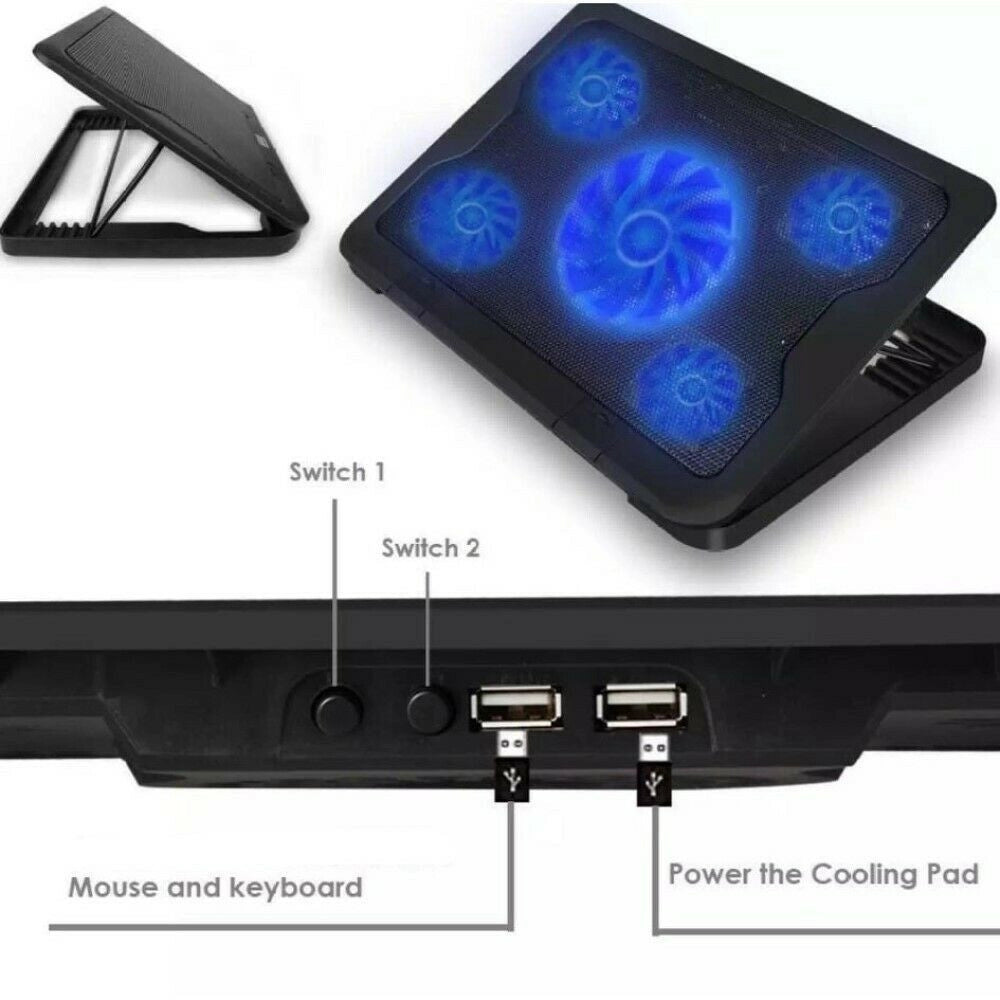 Trade Shop - Base Supporto Raffreddamento Per Notebook Pc Portatile 5 Ventole Usb Sy-c5 -