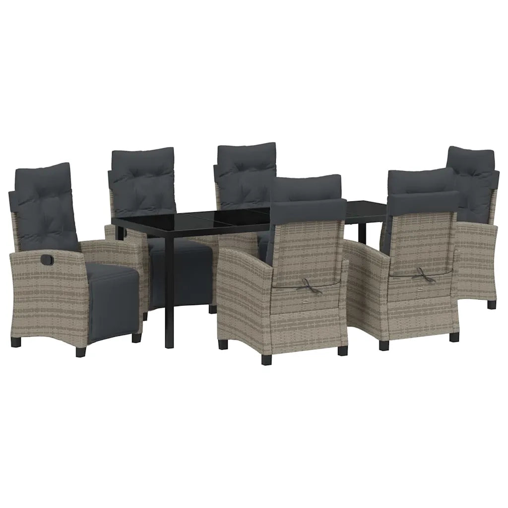 Set da Pranzo per Giardino con cuscino 7 pcs Grigio polyrattan 3380440