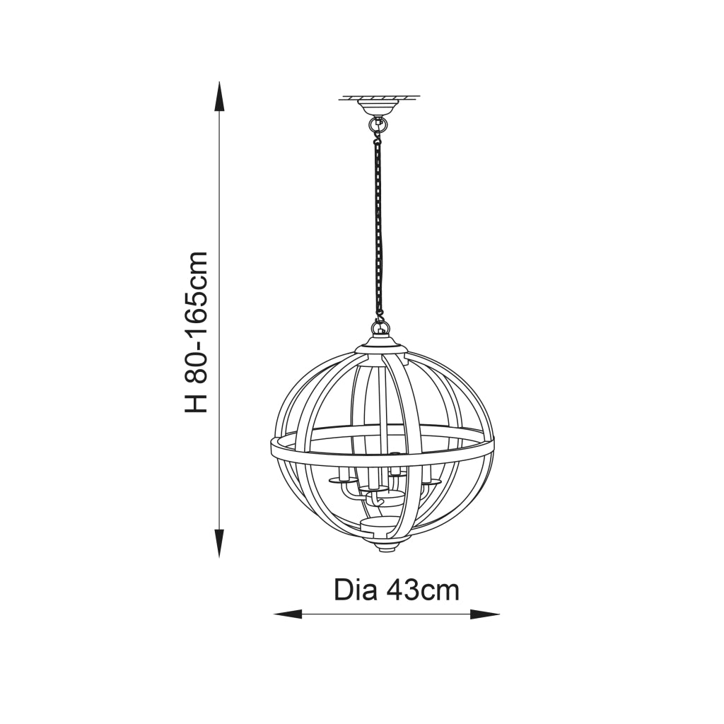 Lampada a sospensione TOBA legno mango sfera 4xE14 Endon