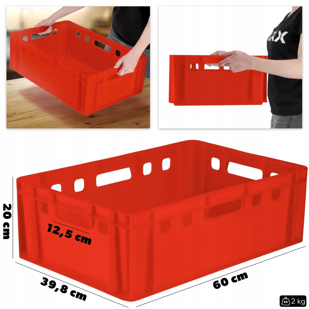 Contenitore per carne in plastica KADAX Euro E2, robusto, certificato, 40L