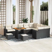 Set Divano da Giardino 13 pcs Nero e Crema polyrattan 3363600