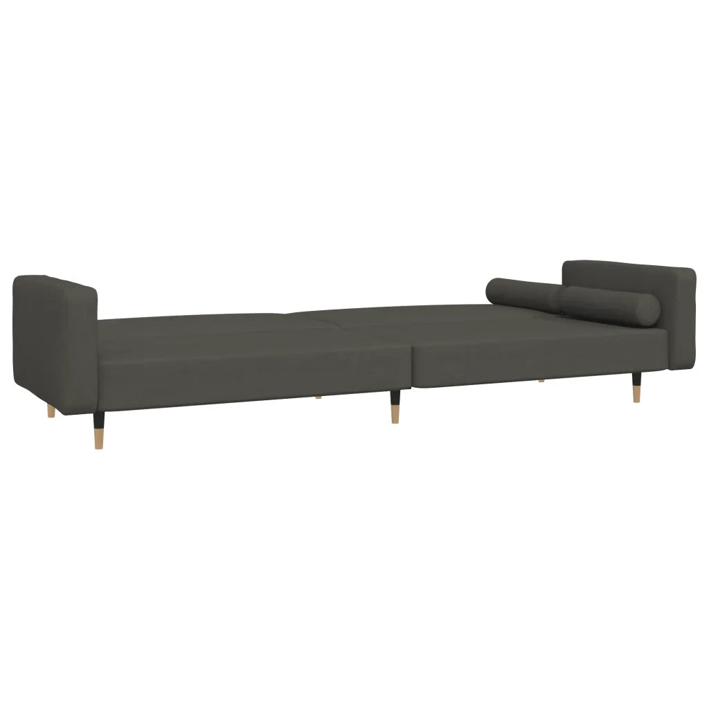 Divano letto | Sof¨¤ letto | Letto singolo a 2 Posti con 2 Cuscini Grigio Scuro in Velluto