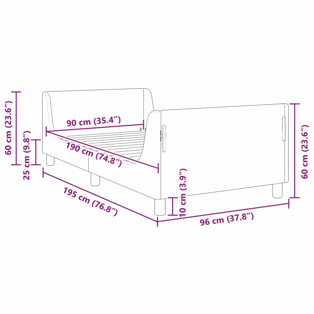 Struttura letto bambini con testata Rosa 90 x 190 cm Velluto 42010880