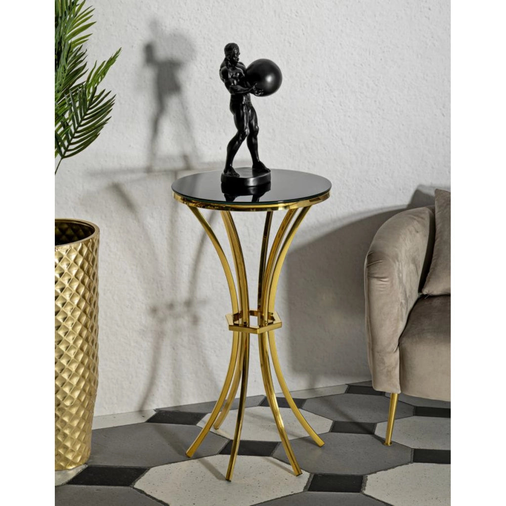 Tavolino VKH879, Oro, Vetro, 50x50x92 cm