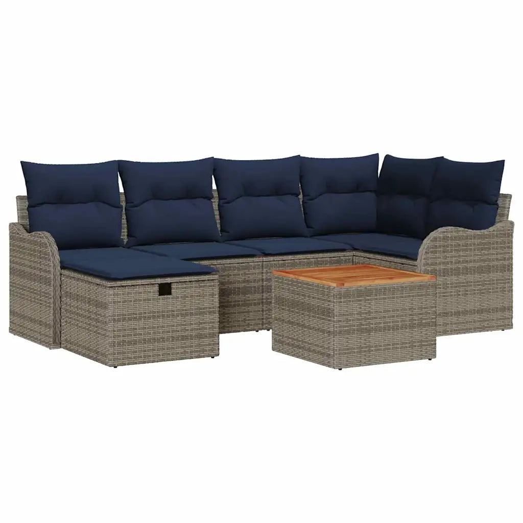 Set Divano da Giardino 7 pz Grigio polyrattan 3359486