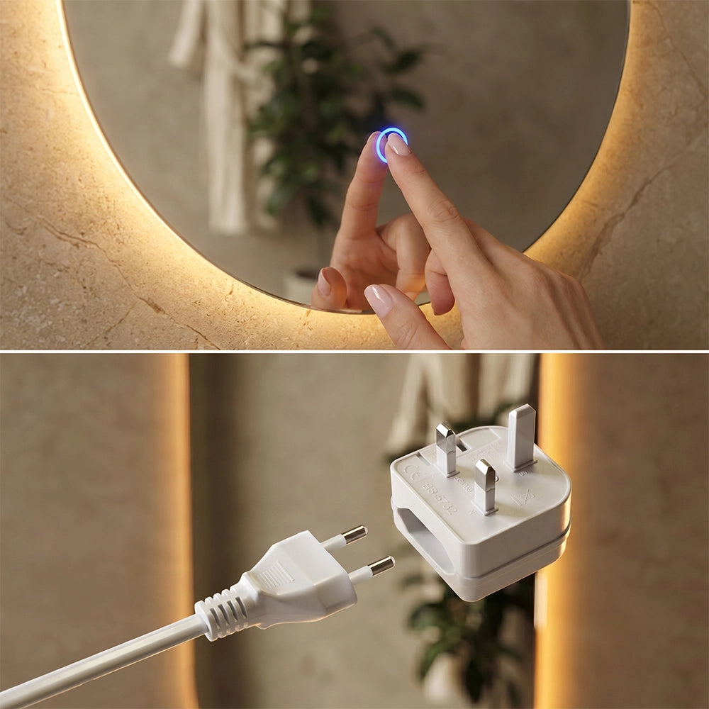 Specchio bagno Bianco 110 x 50 cm con illuminazione a LED Vicco