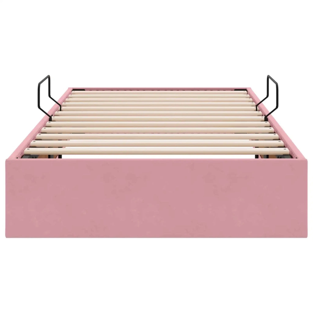 Letto ottomano con archiviazione Rosa 90 x 200 cm Velluto 3442861